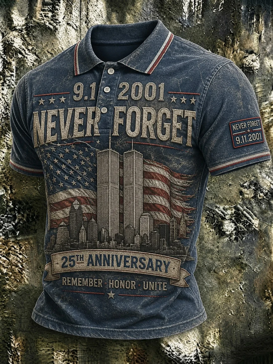 911 Never Forget Remember Honor Unite Polo Shirt Twin Towers Memorial Merch 25th Anniversary Gift - Kdjoy