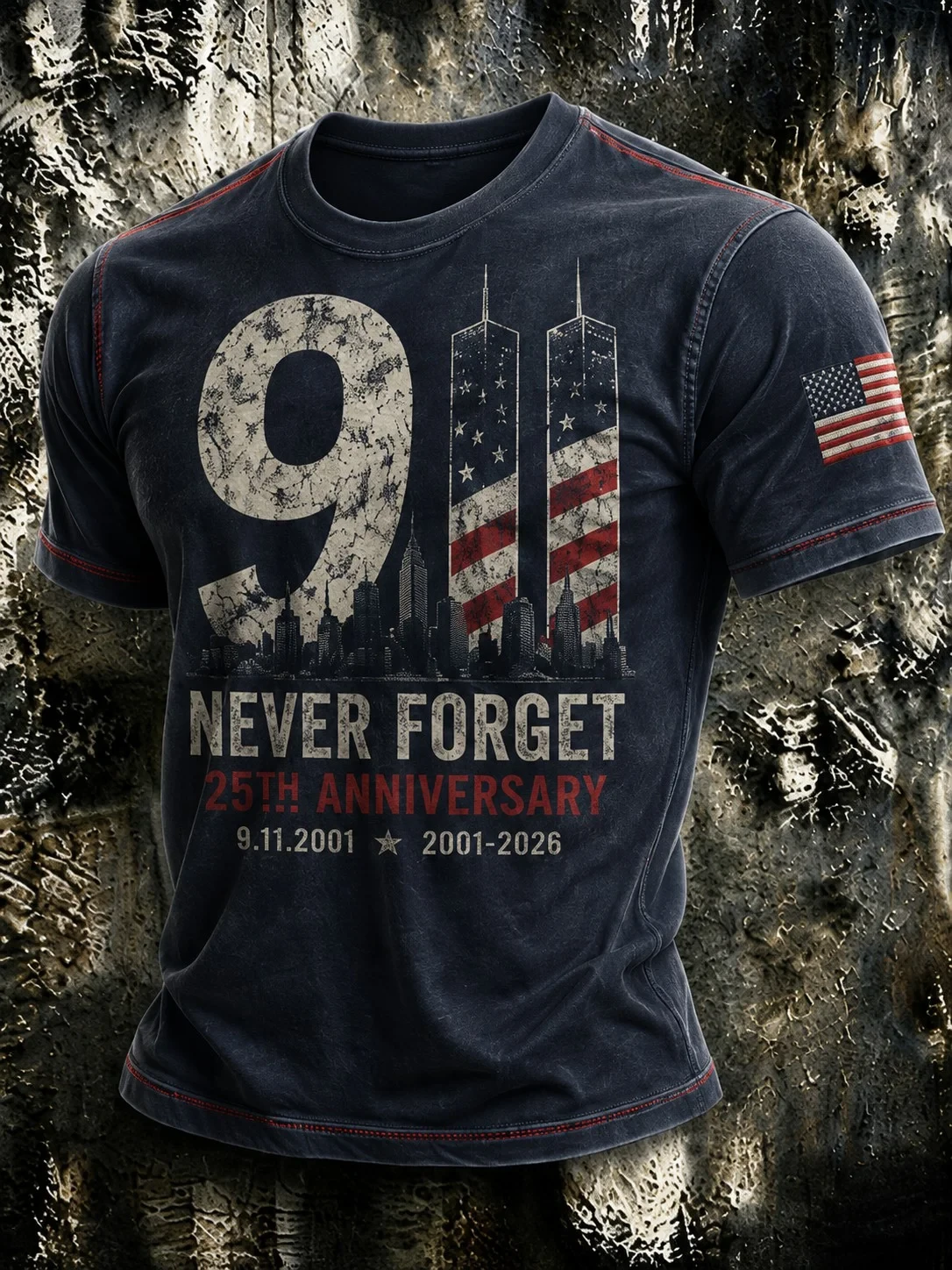 911 Never Forget Shirt Patriot Day Merch Twin Towers Memorial T-Shirt 25th Anniversary Gifts - Kdjoy