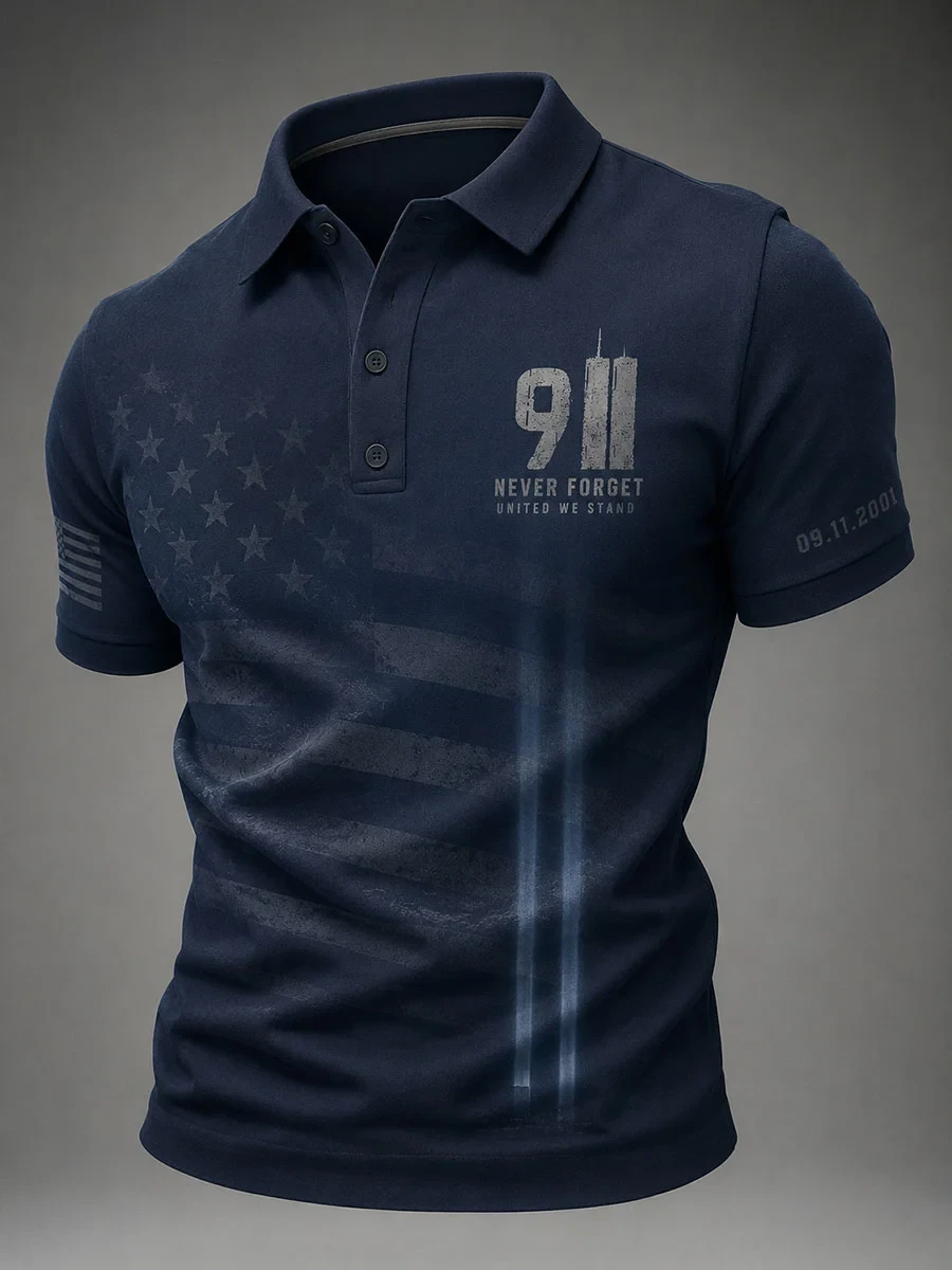 911 Never Forget United We Stand Polo Shirt Patriot Day Merch Twin Towers Memorial Clothing - Kdjoy