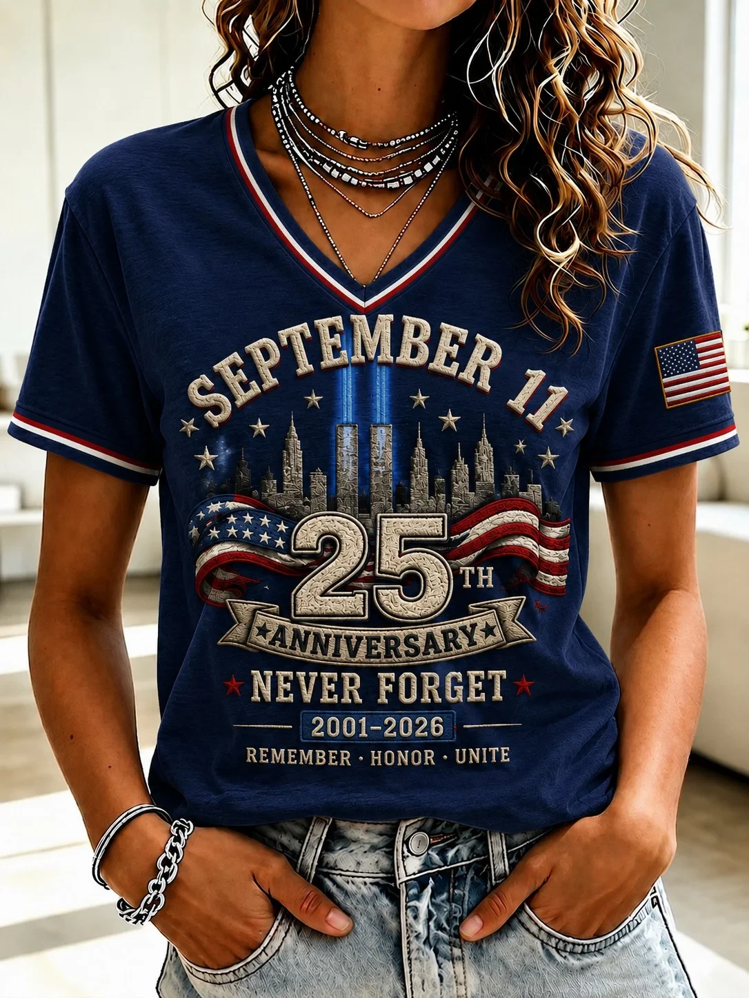 911 Never Forget V-Neck Shirt Twin Towers Patriot Day Merch Remember Honor Unite T-Shirt Women - Kdjoy 911 Never Forget V-Neck Shirt Twin Towers Patriot Day Merch Remember Honor Unite T-Shirt Women - Kdjoy