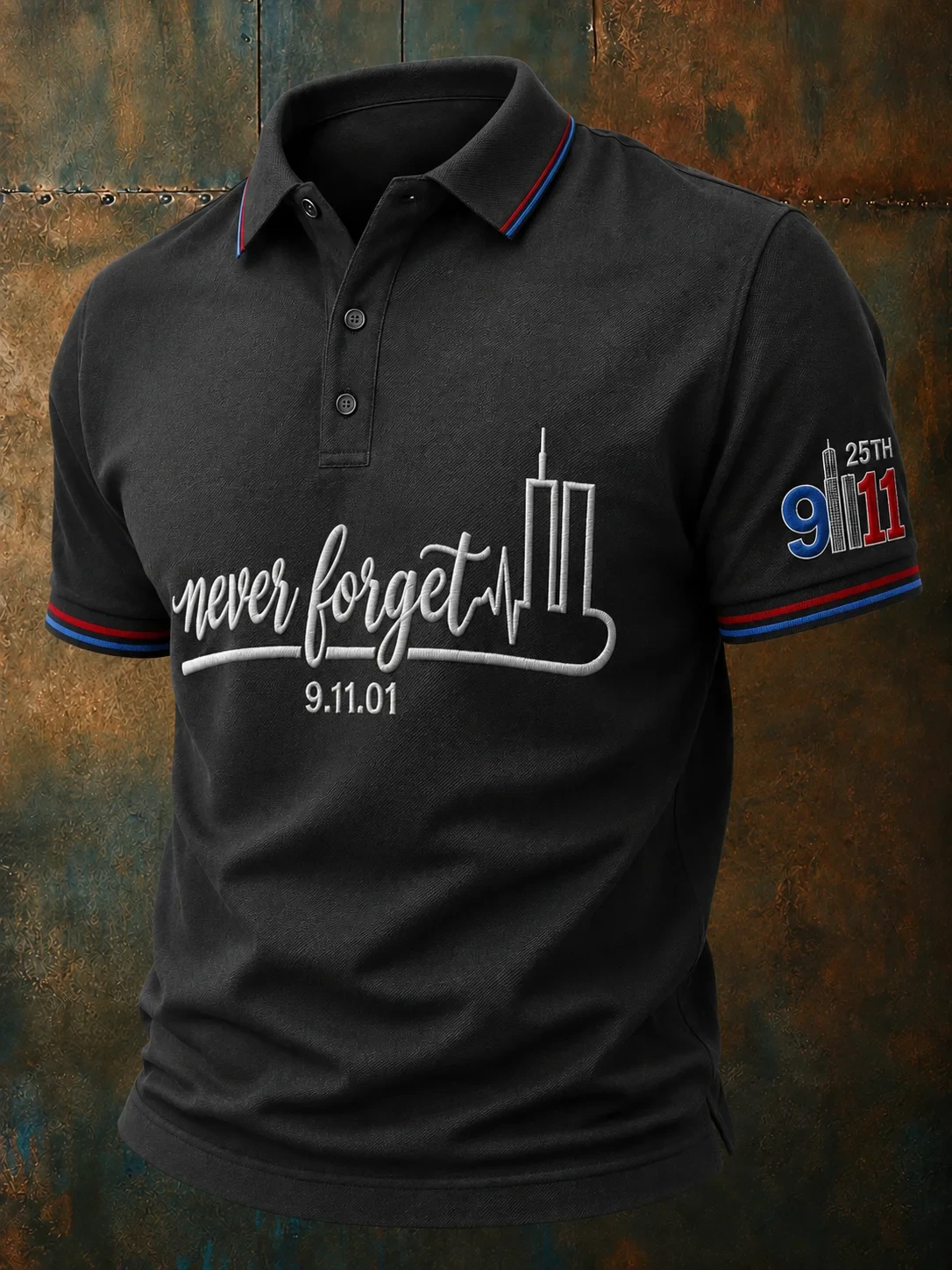 911 Never Forget We Remember 25th Anniversary Polo Shirt Patriot Day Twin Towers Memorial Merch - Kdjoy