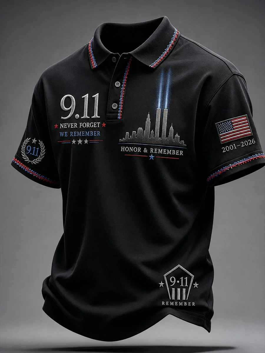 911 Never Forget We Remember Polo Shirt Patriot Day Apparel 911 Memorial Gifts - Kdjoy