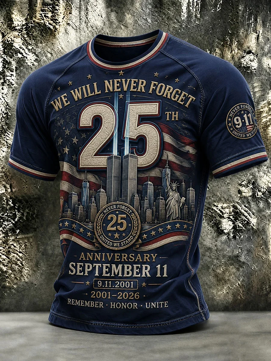 911 We Will Never Forget 25th Anniversary Shirt Remember Honor Unite T-Shirt Patriot Day Merch - Kdjoy