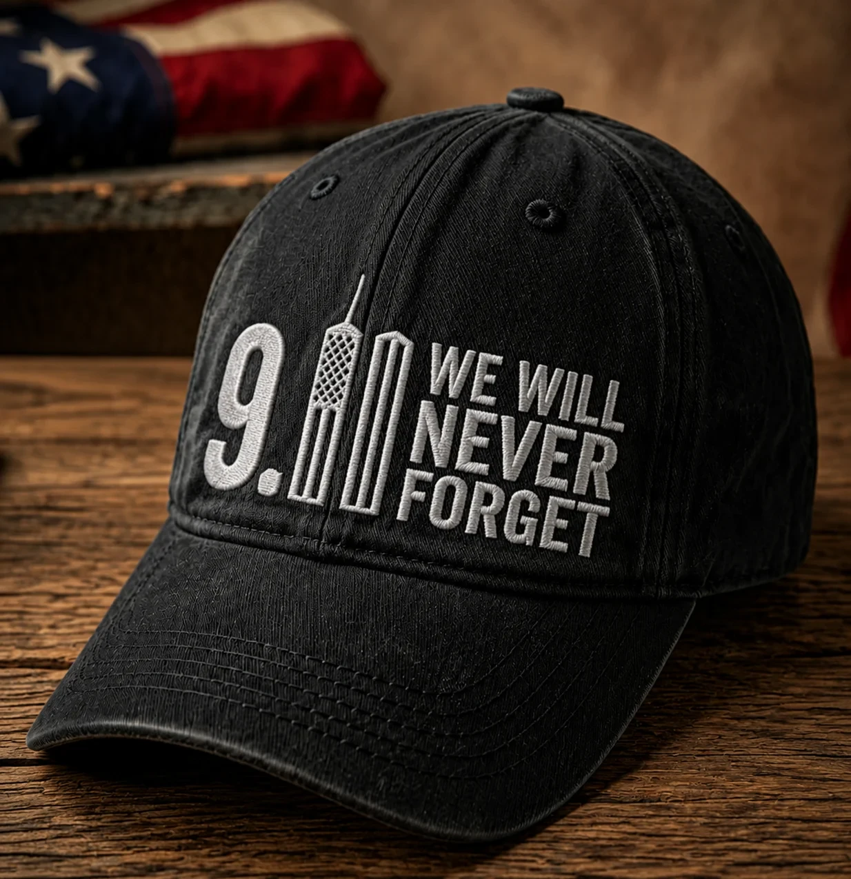 911 We Will Never Forget Hat Embroidered 911 Memorial Cap Patriot Day Merch Gift For Dad - Kdjoy