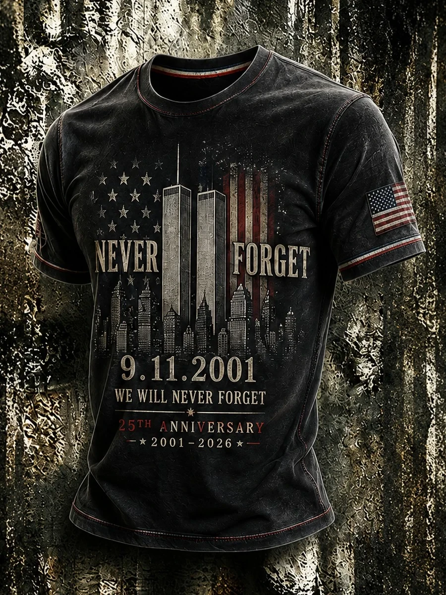 911 We Will Never Forget Shirt 25th Anniversary Patriot Day Merch Twin Towers Memorial Apparel - Kdjoy 911 We Will Never Forget Shirt 25th Anniversary Patriot Day Merch Twin Towers Memorial Apparel - Kdjoy