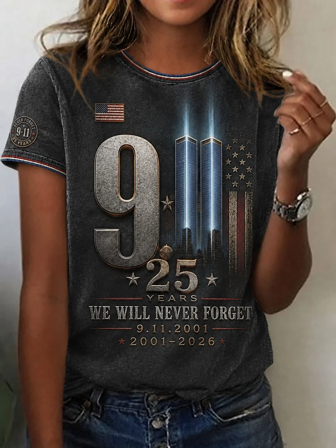 911 We Will Never Forget Shirt 25th Anniversary T-Shirt Twin Towers Memorial Merch Mom Gifts - Kdjoy 911 We Will Never Forget Shirt 25th Anniversary T-Shirt Twin Towers Memorial Merch Mom Gifts - Kdjoy