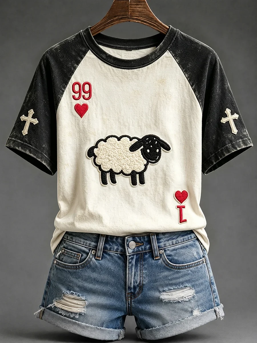 99 Hearts Lost Sheep Luke 15 Playing Card T-Shirt Sheep Card Tee New Outfit Ideas - Kdjoy