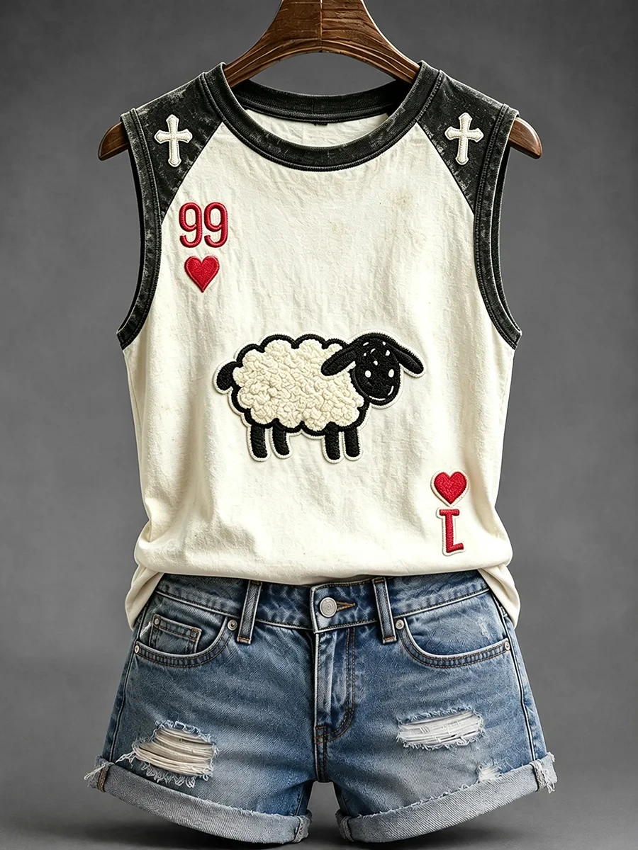 99 Hearts Lost Sheep Tank Top Sheep Lover Merch Birthday Present For Her - Kdjoy