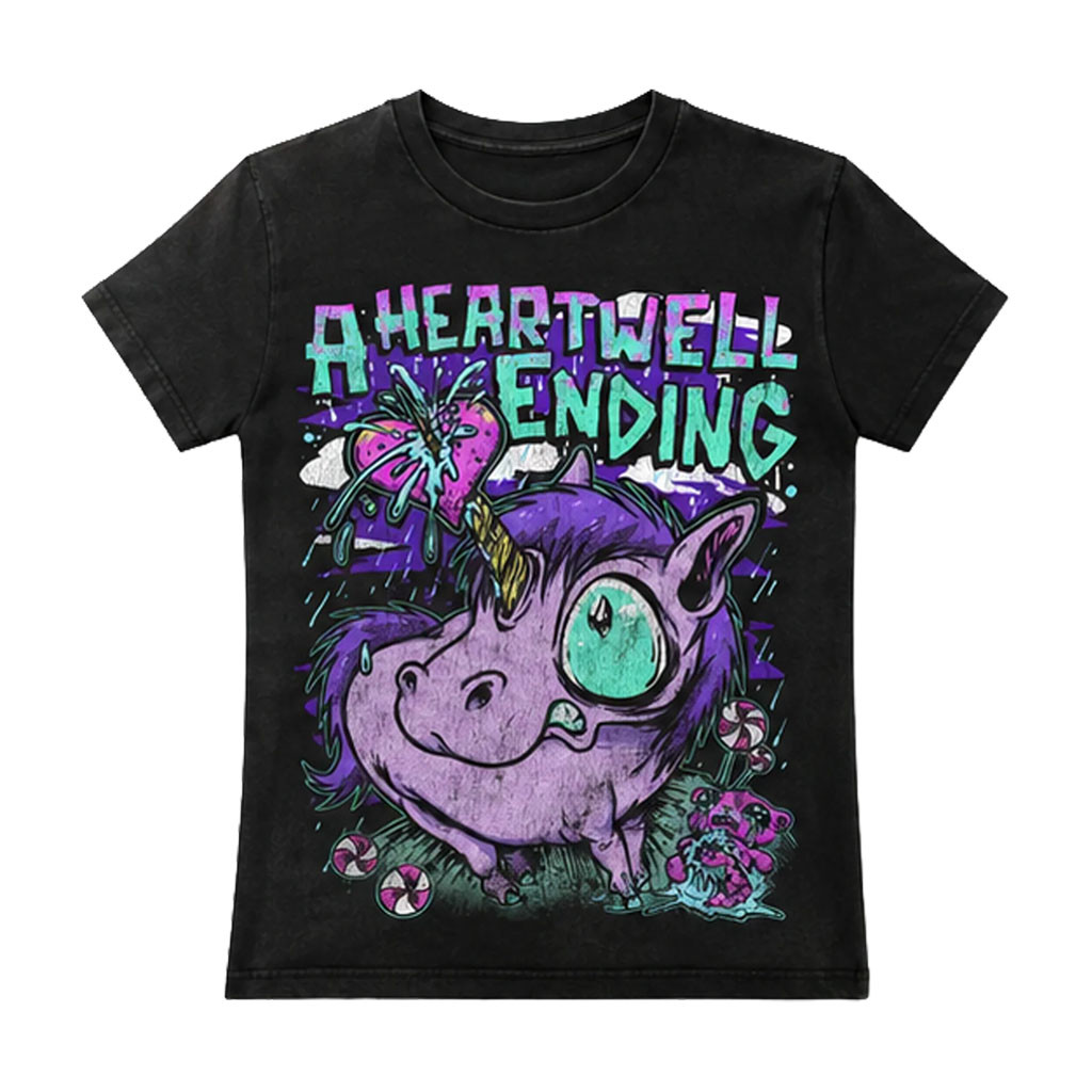 A Heartwell Ending Merch 2026 Unicorn T-Shirt Black Gifts For A Rock Music Lover - Kdjoy