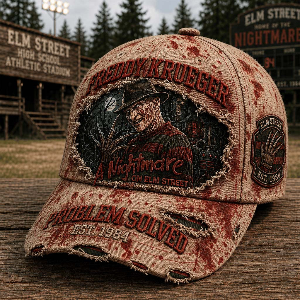 A Nightmare on Elm Street Merch Freddy Krueger Hat Problem Solved Hat Gift For Horror Fans - Kdjoy