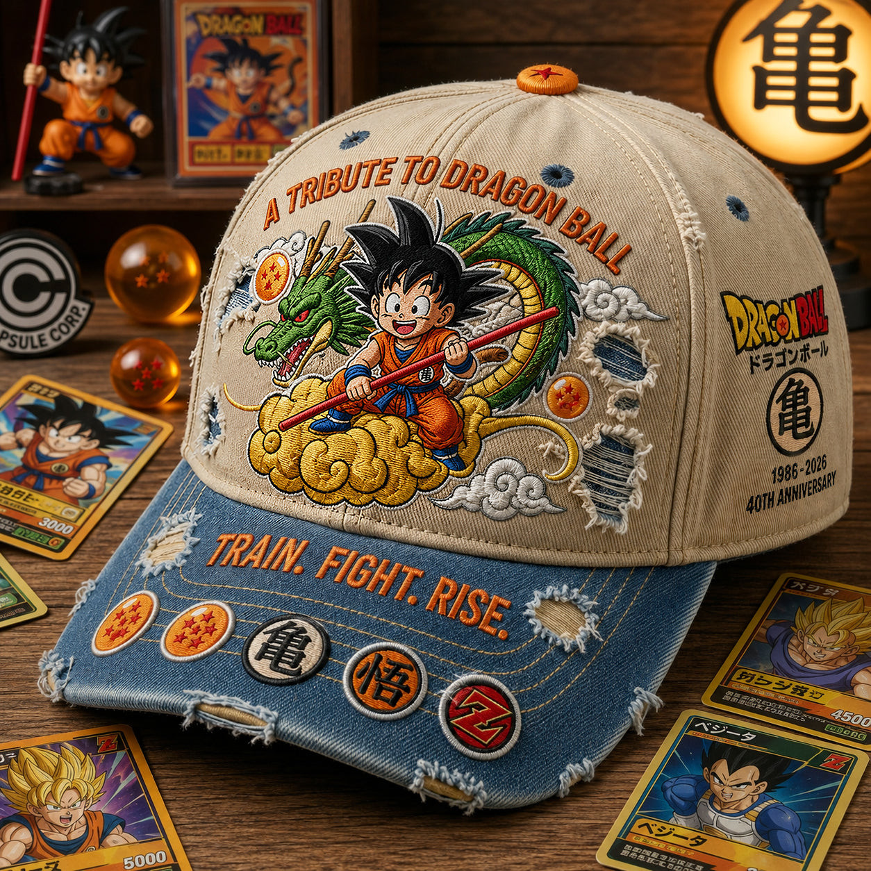 A Tribute To Dragon Ball Train Fight Rise Hat Young Warrior And Dragon Cap 40th Anniversary Fan Gift - Kdjoy