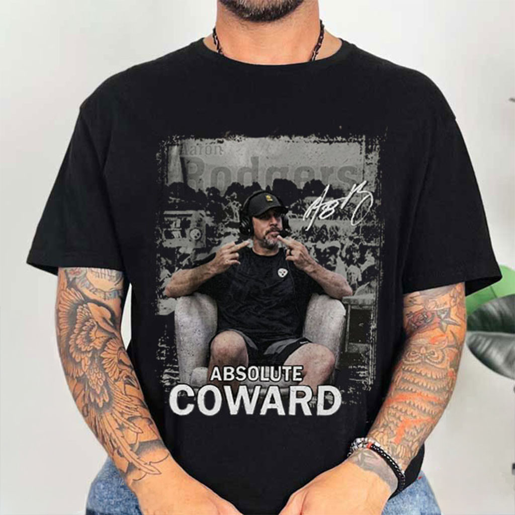 Aaron Rodgers Absolute Coward Double Middle Finger T-Shirt Funny Shirt Gift For Fans - Kdjoy Aaron Rodgers Absolute Coward Double Middle Finger T-Shirt Funny Shirt Gift For Fans - Kdjoy