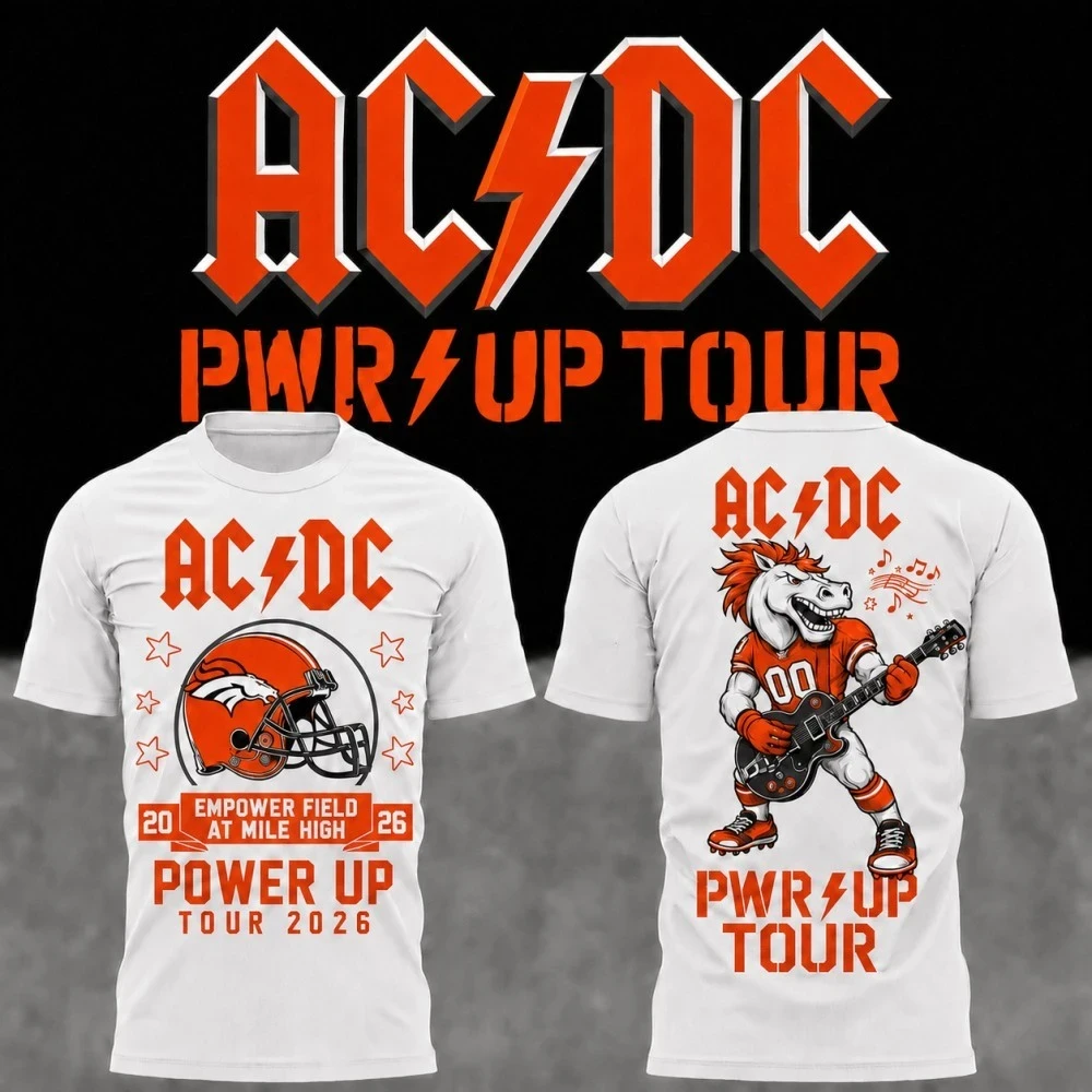 AC DC Merch 2026 ACDC Denver CO Shirt Power Up Tour Empower Field At Mile High Rock Apparel - Kdjoy