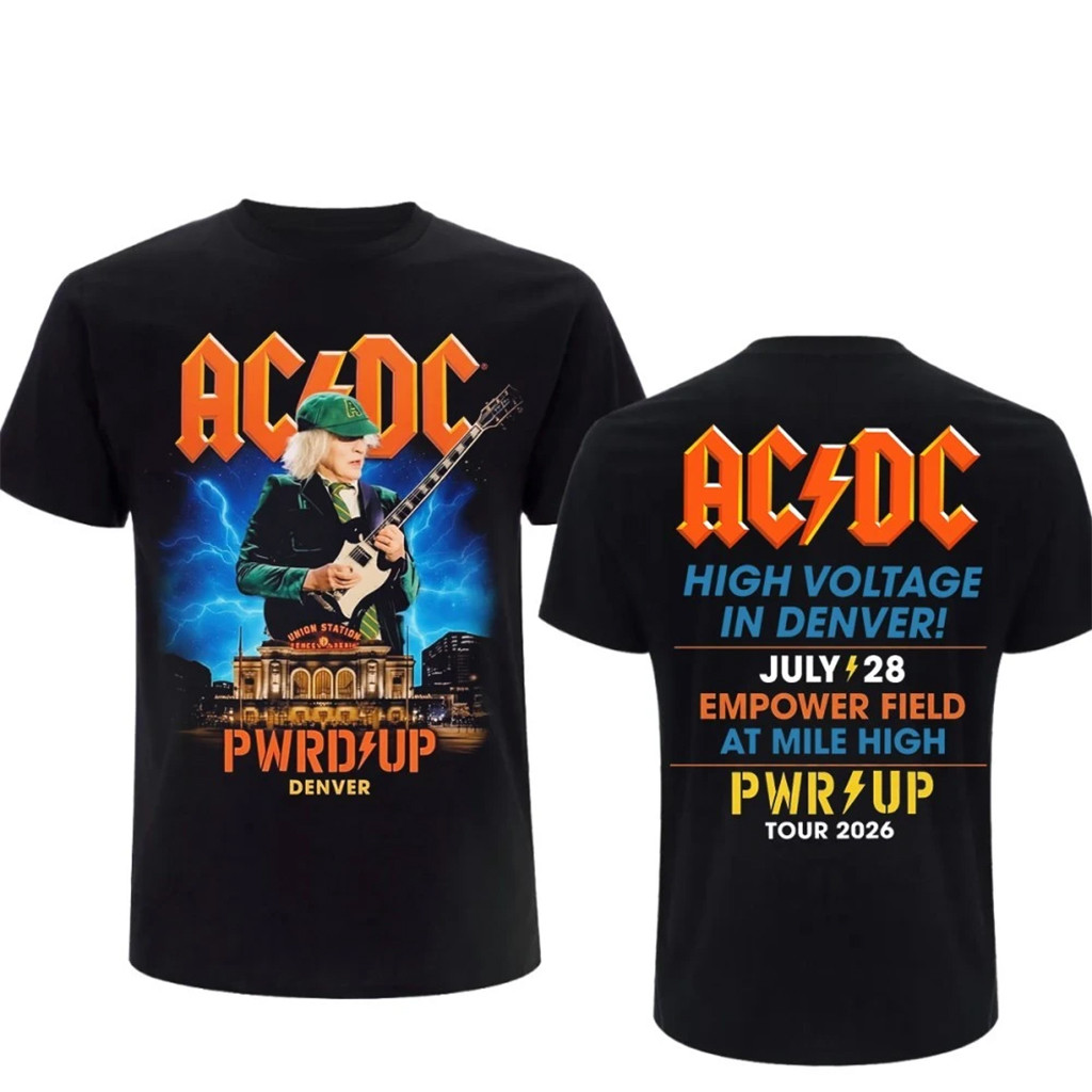 AC DC Merch ACDC Pwr Up Tour 2026 Denver T-Shirt At Empower Field At Mile High Shirt Fan Gear - Kdjoy AC DC Merch ACDC Pwr Up Tour 2026 Denver T-Shirt At Empower Field At Mile High Shirt Fan Gear - Kdjoy