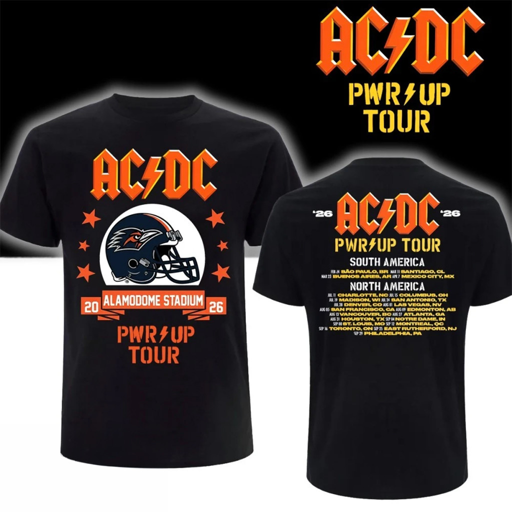 AC DC Merch ACDC San Antonio TX 2026 Power Up Tour Shirt Alamodome Concert Apparel For Fans - Kdjoy