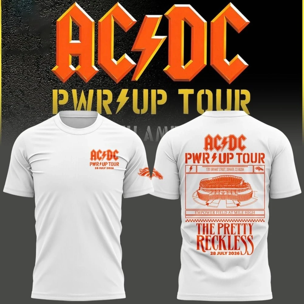 AC DC Merch Denver Broncos X ACDC Power Up Tour 2026 Shirt Concert Outfits Gift For Music Fans - Kdjoy