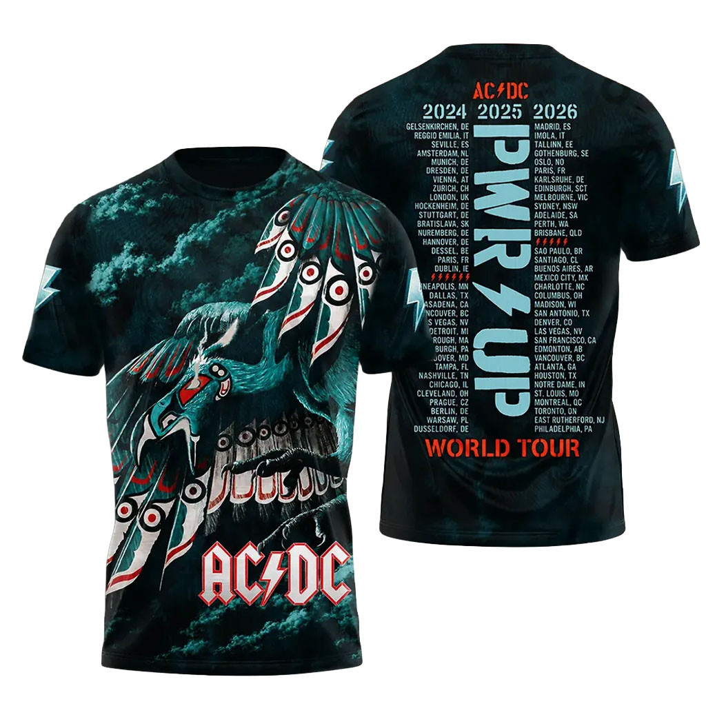 AC DC Power Up World Tour 2024 2025 2026 T-Shirt AC DC Merch Best Gift For Rock Fans - Kdjoy