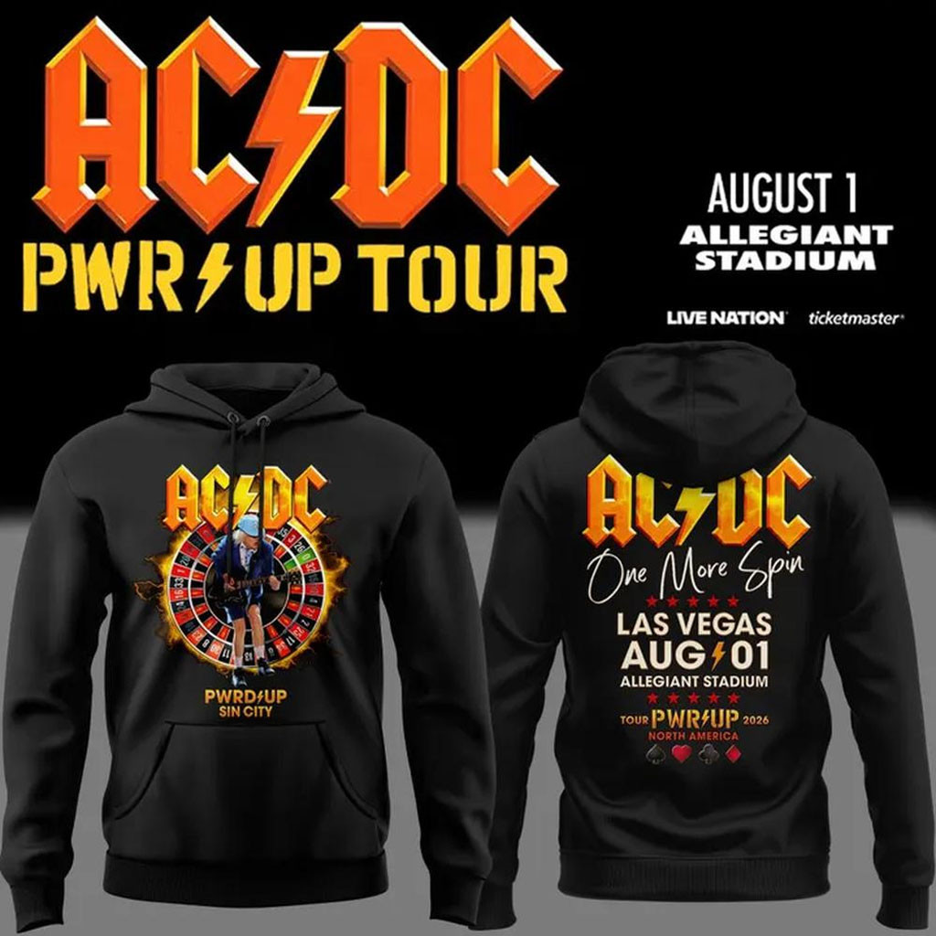 AC DC PWR UP Tour 2026 Las Vegas Raiders Hoodie AC DC Concert Merch Gift For Music Lovers - Kdjoy