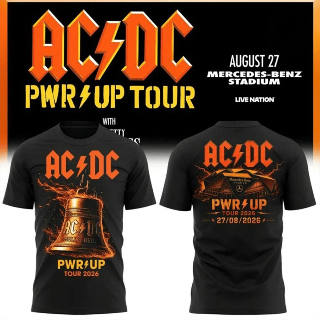 AC DC PWR UP Tour 2026 Merch Mercedes-Benz Stadium Concert T-Shirt Gift For Band Fans - Kdjoy AC DC PWR UP Tour 2026 Merch Mercedes-Benz Stadium Concert T-Shirt Gift For Band Fans - Kdjoy