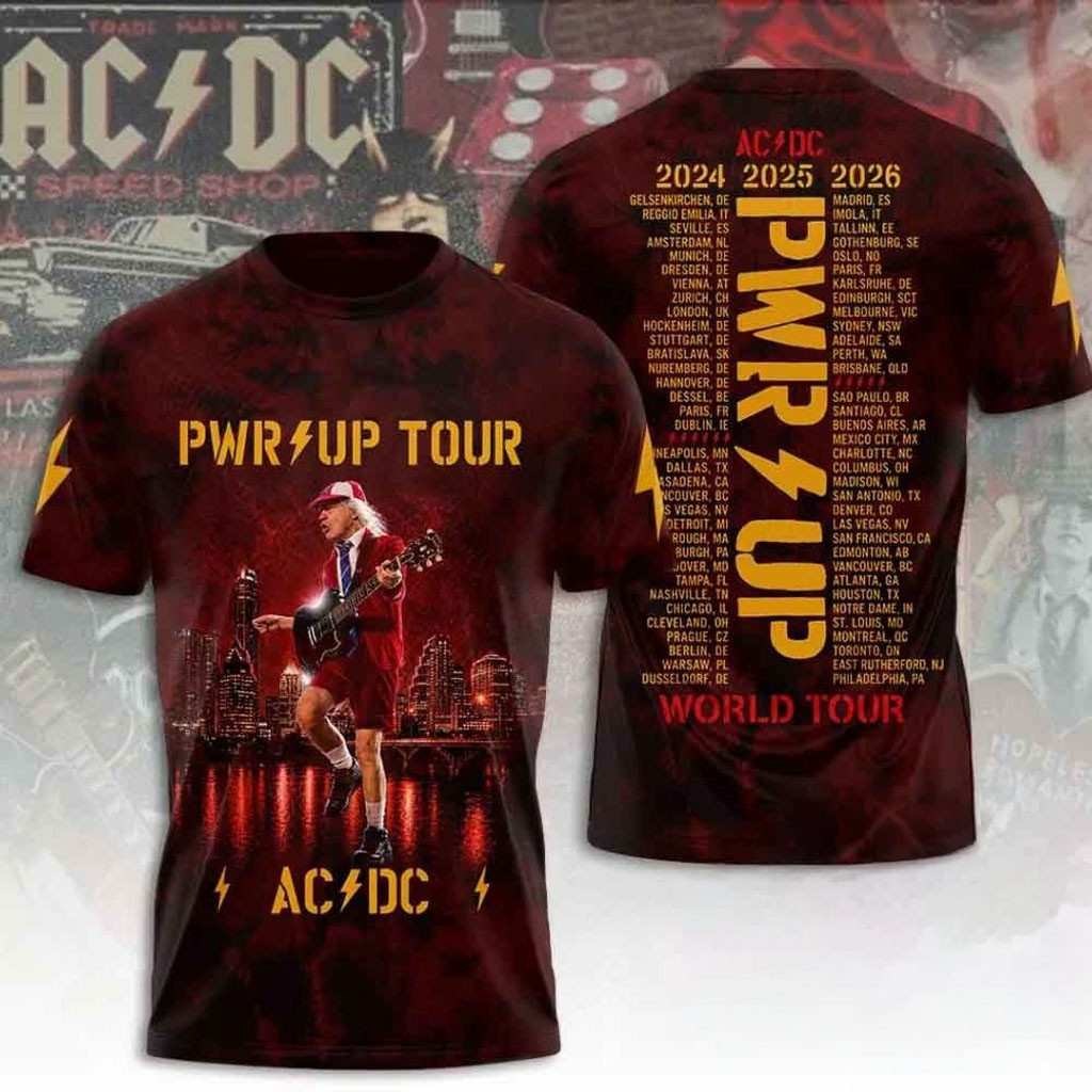 AC DC PWR UP World Tour 2026 T-Shirt AC DC Merch Present For Band Fans - Kdjoy AC DC PWR UP World Tour 2026 T-Shirt AC DC Merch Present For Band Fans - Kdjoy