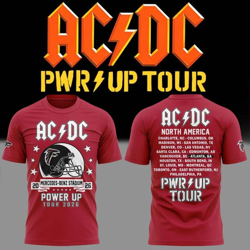AC DC X Atlanta Falcons Merch Power Up Tour 2026 T-Shirt Music Concert Outfits Gift For Fans