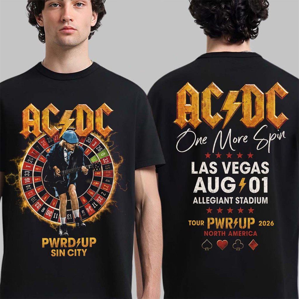 ACDC Las Vegas NV 2026 Shirt PWRD Up Sin City T-Shirt ACDC Merch Best Gifts For Music Lovers - Kdjoy