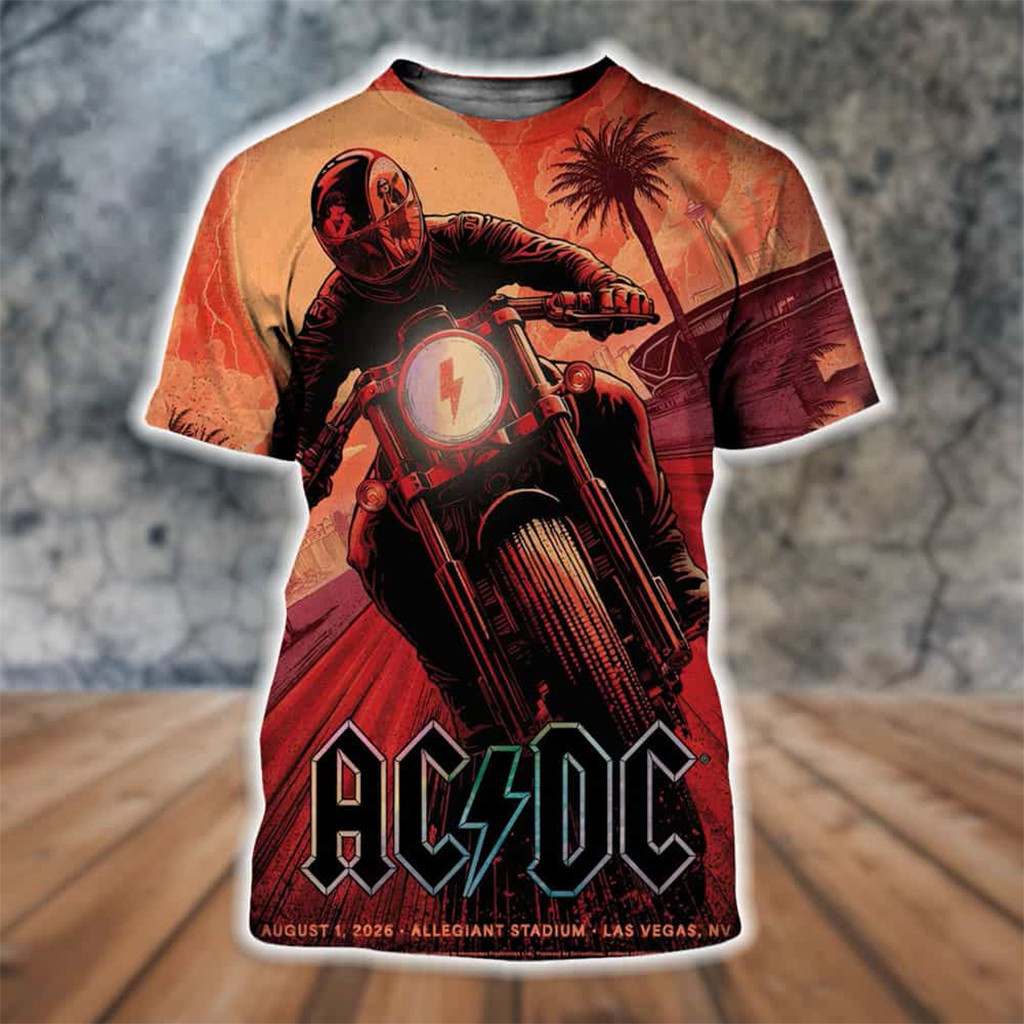 ACDC Las Vegas Pwr Up Tour 2026 Event Poster T-Shirt ACDC Merch Gift For Rock Fans - Kdjoy