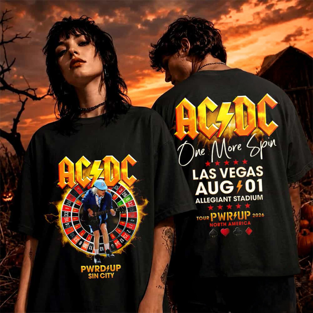 ACDC Las Vegas Pwr Up Tour 2026 Event T-Shirt ACDC Merch Gifts For Couple - Kdjoy