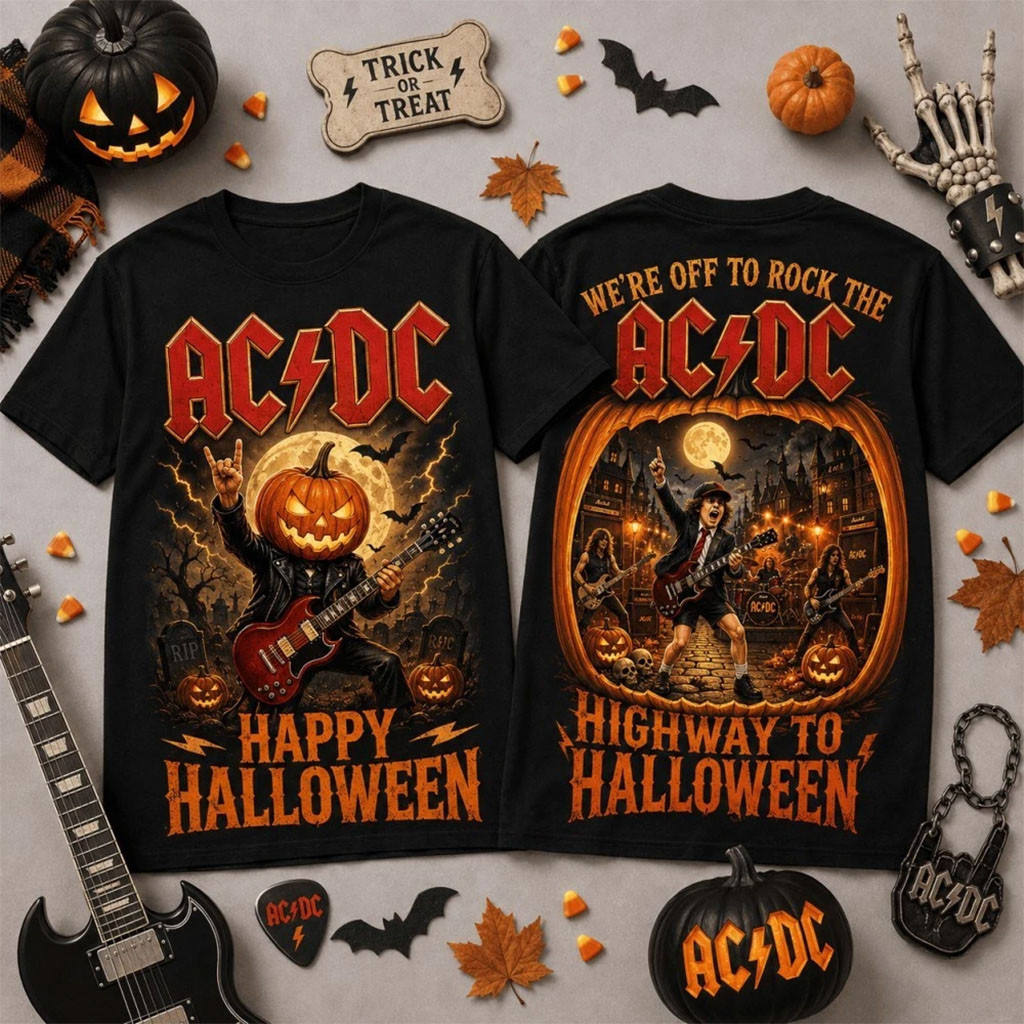 ACDC Merch 2026 Highway To Halloween T-Shirt ACDC Fan Attire Gift For Rock Lovers - Kdjoy ACDC Merch 2026 Highway To Halloween T-Shirt ACDC Fan Attire Gift For Rock Lovers - Kdjoy