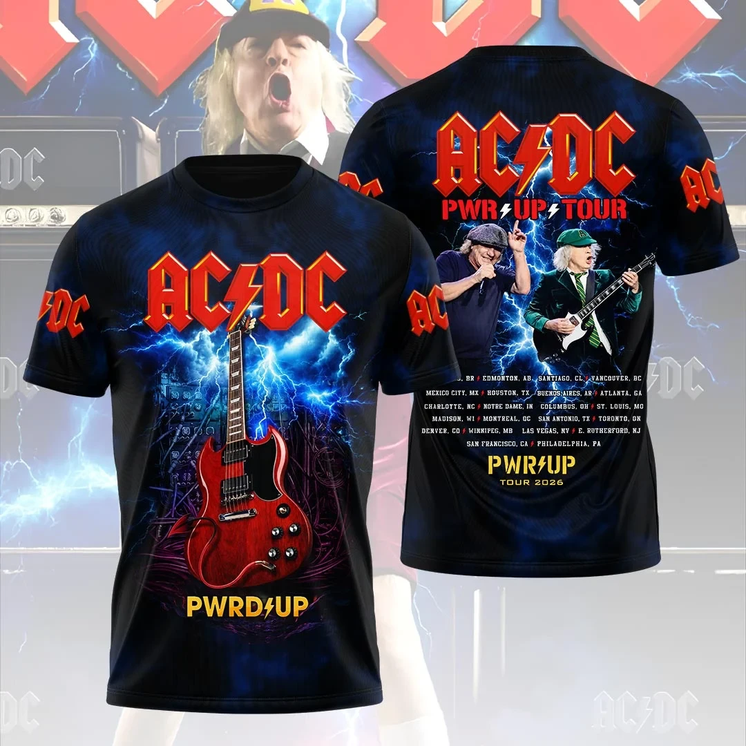 ACDC Merch ACDC PWRD UP Tour 2026 T-Shirt Birthday Gift For Husband - Kdjoy