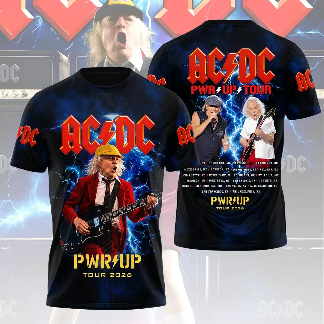 ACDC Merch ACDC PWRD UP Tour 2026 T-Shirt Birthday Gift For Rock Fans - Kdjoy
