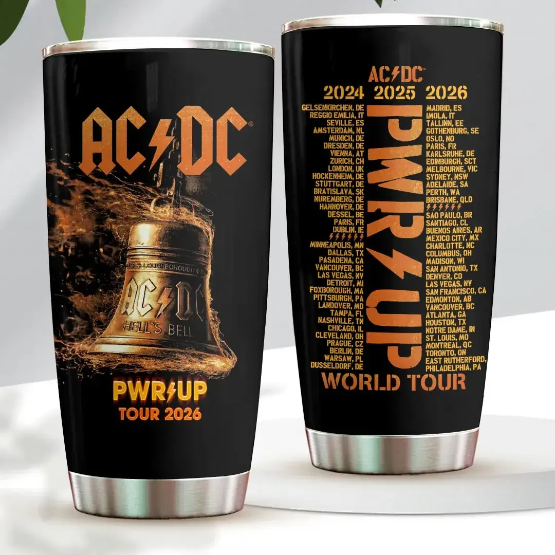 ACDC Merch PWRD UP Tour 2024 2025 2026 ACDC Tumbler Best Gifts For Music Lovers - Kdjoy