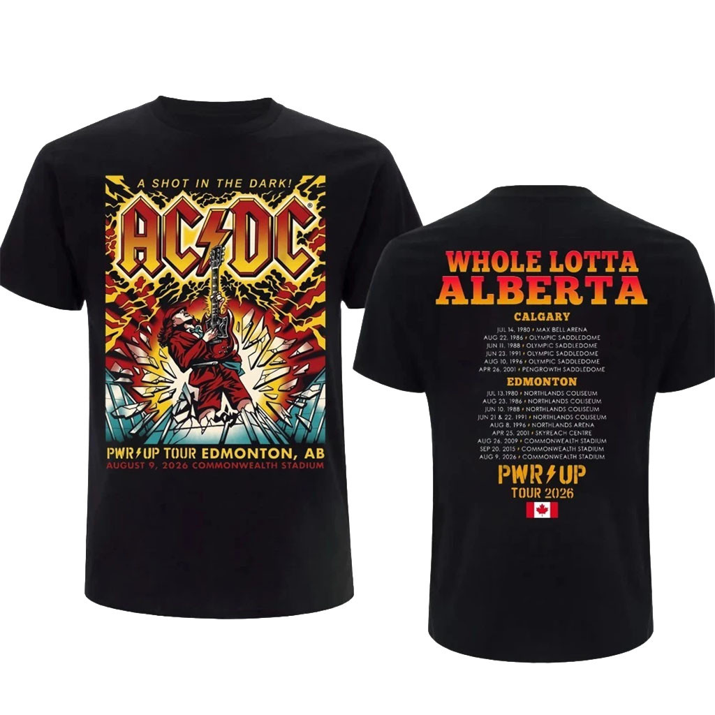 ACDC Power Up Tour Merch 2026 Edmonton Concert T-Shirt Rock Band Fan Apparel Gifts For Him - Kdjoy