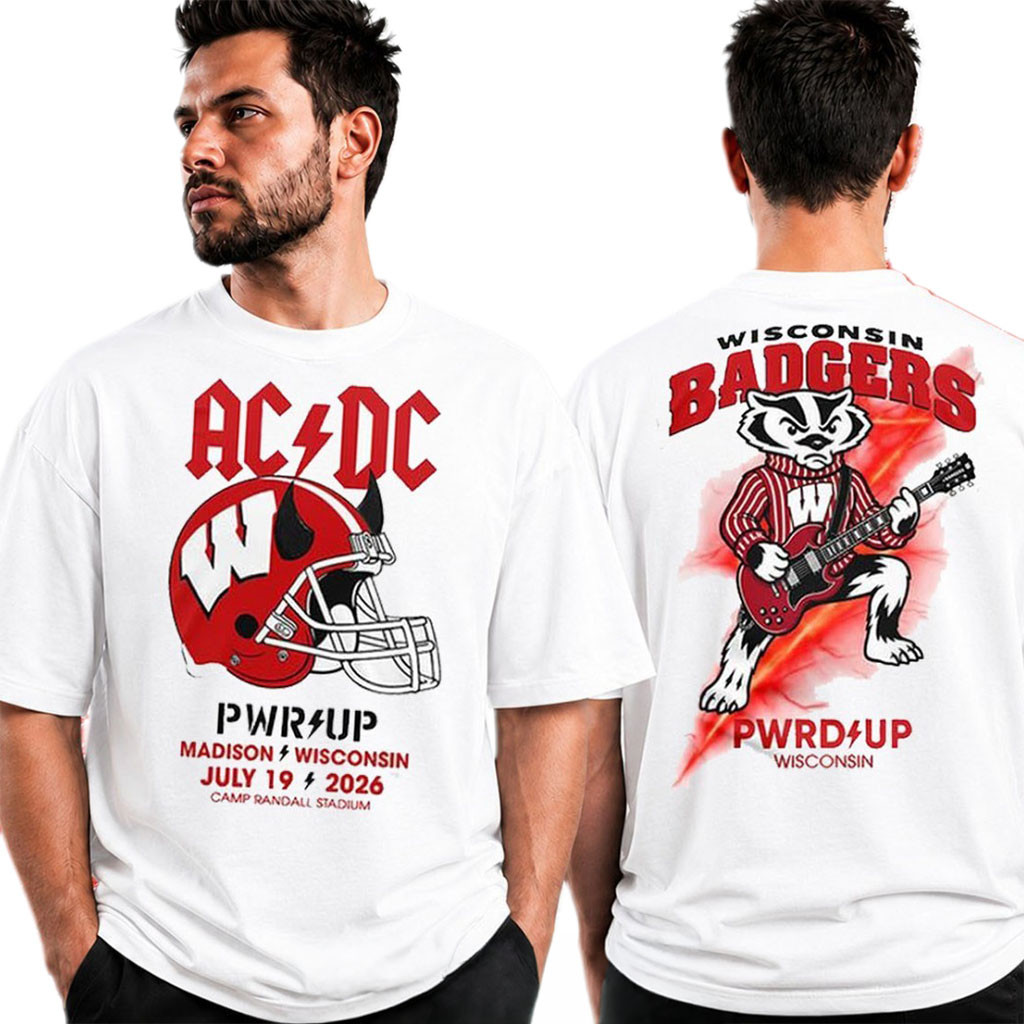 ACDC PWR UP Tour 2026 Madison Wisconsin Helmet T-Shirt Camp Randall Stadium Rock Concert Merch - Kdjoy