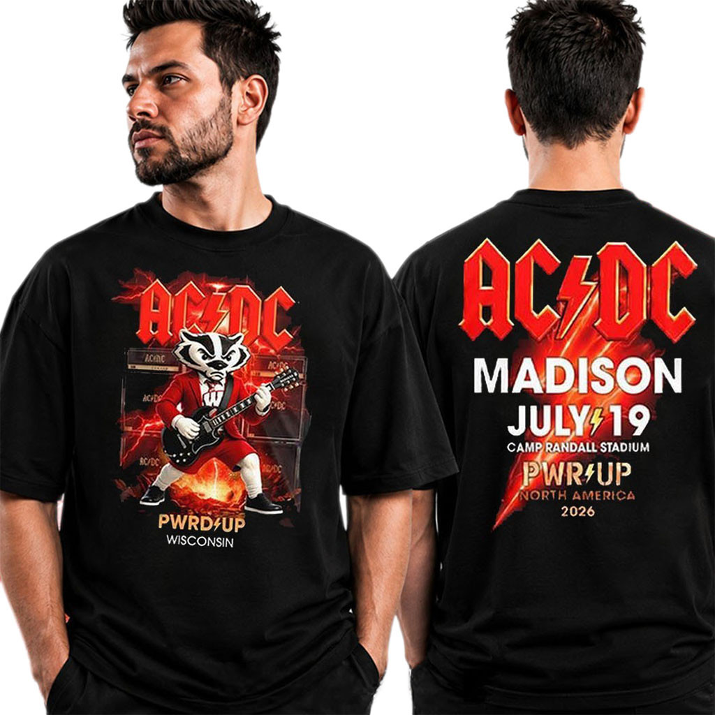 ACDC PWR UP Tour Merch 2026 Madison Wisconsin T-Shirt Camp Randall Stadium Rock Concert Shirt - Kdjoy ACDC PWR UP Tour Merch 2026 Madison Wisconsin T-Shirt Camp Randall Stadium Rock Concert Shirt - Kdjoy