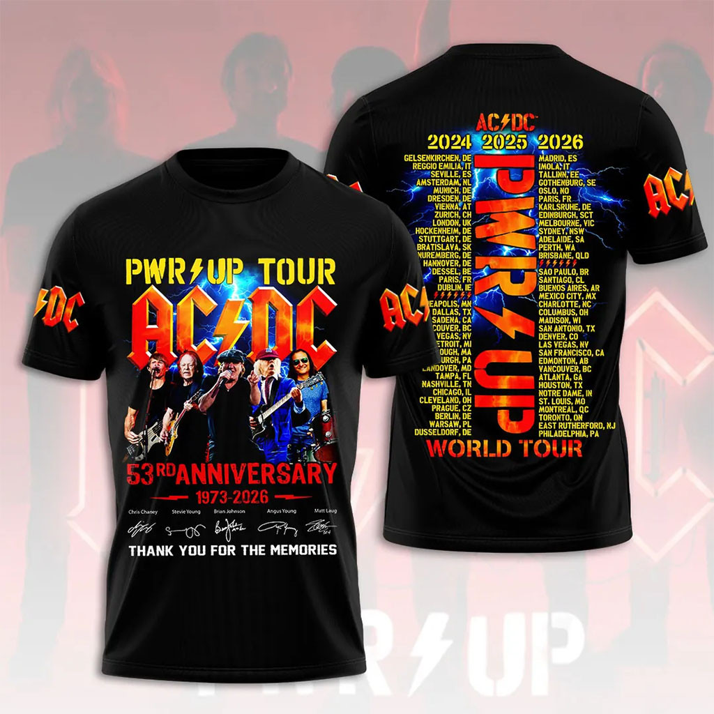 ACDC PWR UP World Tour 2026 Graphic T-Shirt Classic Hard Rock Music Fan Shirt ACDC Merch - Kdjoy ACDC PWR UP World Tour 2026 Graphic T-Shirt Classic Hard Rock Music Fan Shirt ACDC Merch - Kdjoy