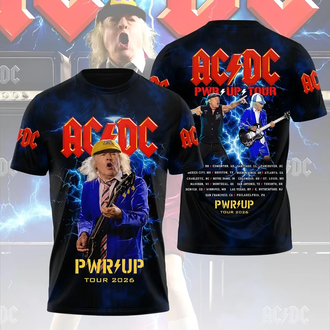 ACDC Pwr Up World Tour 2026 T-Shirt ACDC Concert Shirt Gifts Ideas For Rock Lovers - Kdjoy