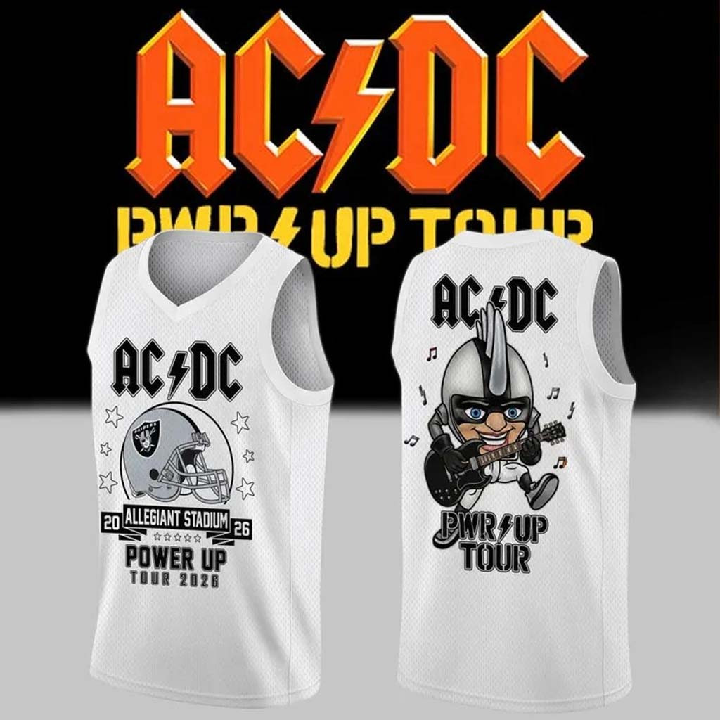 ACDC X Las Vegas Raiders Merch ACDC Power Up Tour 2026 Basketball Jersey Gift For Band Fans - Kdjoy