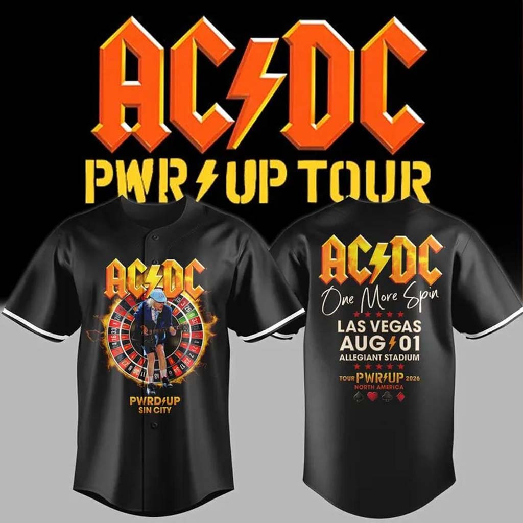 ACDC X Las Vegas Raiders Power Up Tour 2026 Baseball Jersey One More Spin ACDC Merch Fan Gifts - Kdjoy