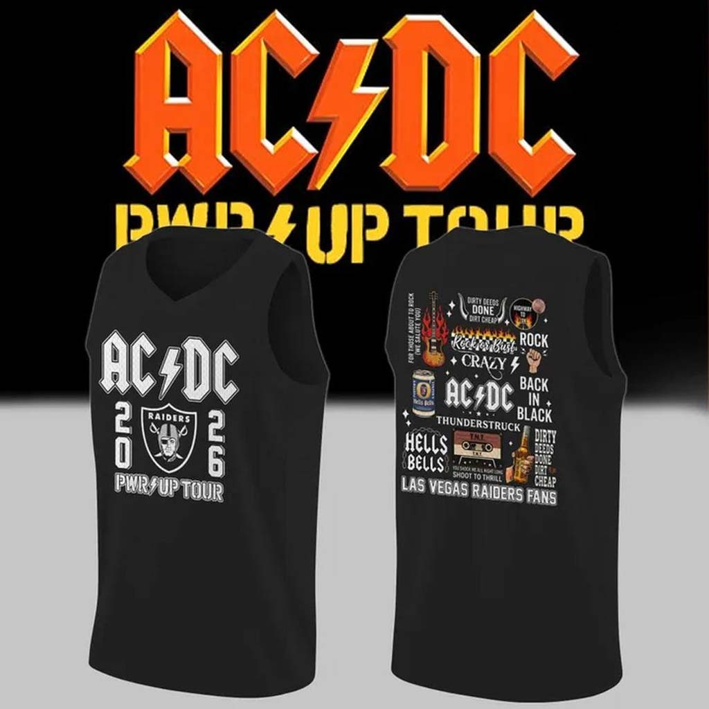 ACDC X Las Vegas Raiders Power Up Tour 2026 Basketball Jersey ACDC Tour Merch Band Fans Gifts - Kdjoy
