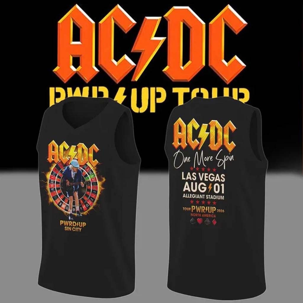 ACDC X Las Vegas Raiders Power Up Tour 2026 Basketball Jersey One More Spin ACDC Merch Concert - Kdjoy