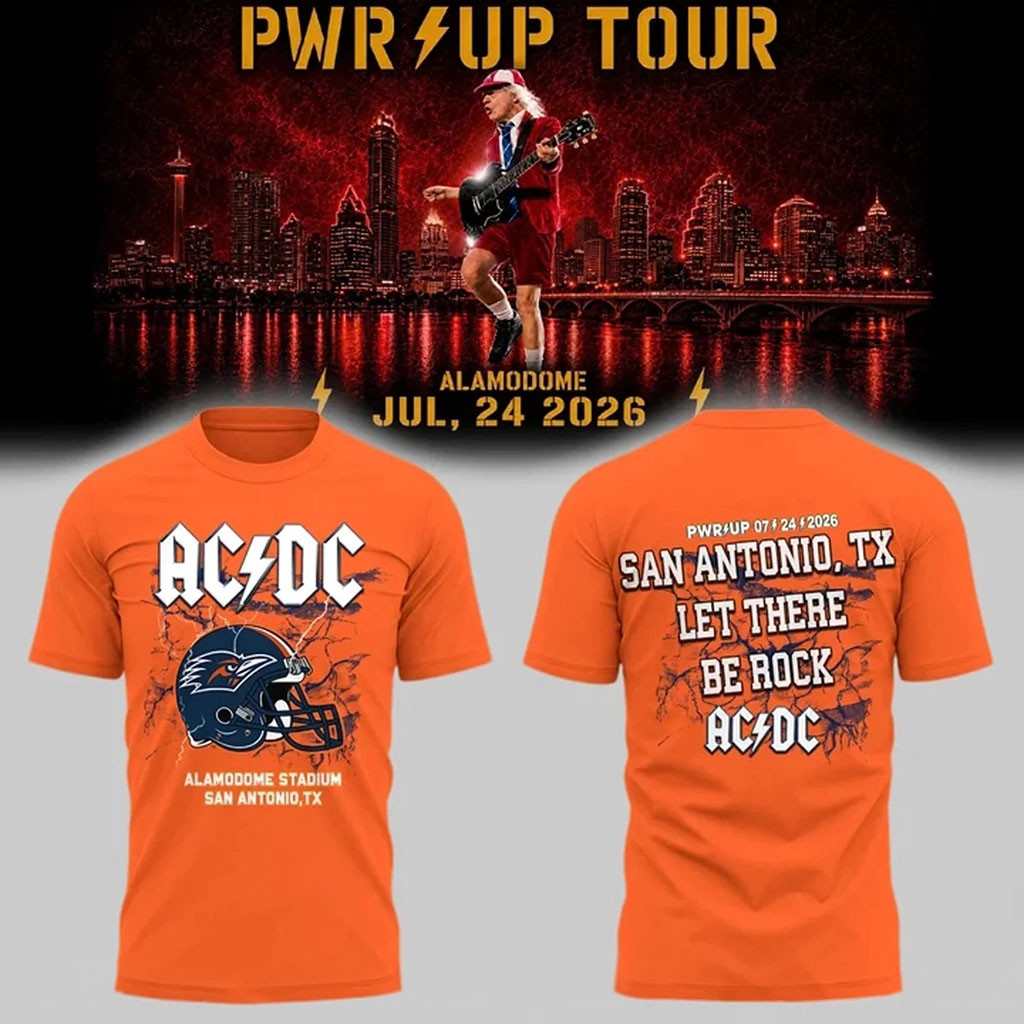 ACDC X UTSA Roadrunners Football Merch ACDC Power Up Tour 2026 T-Shirt Gift For Music Lover - Kdjoy