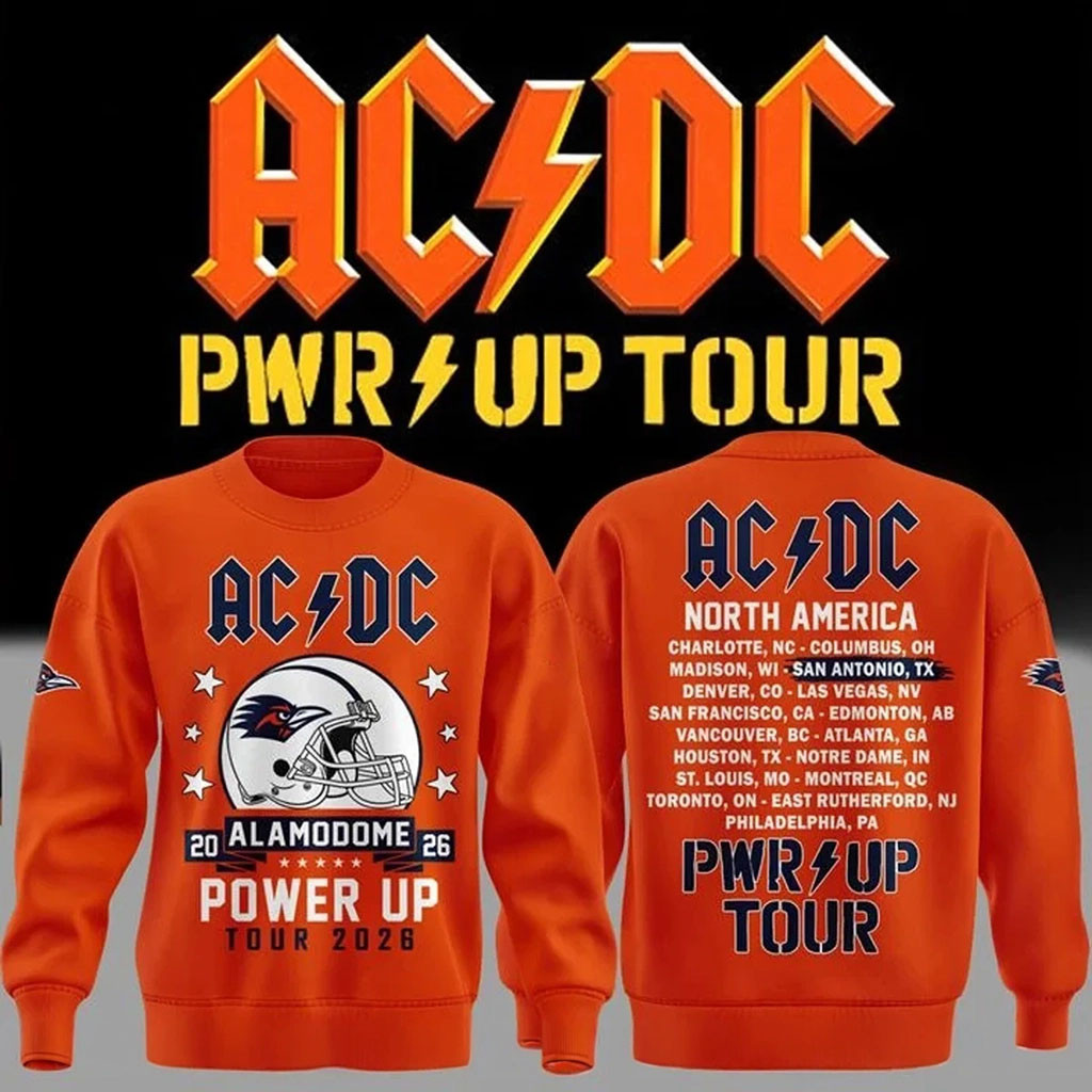 ACDC X UTSA Roadrunners Football Power Up Tour 2026 Sweatshirt ACDC Concert Merch For Fans - Kdjoy ACDC X UTSA Roadrunners Football Power Up Tour 2026 Sweatshirt ACDC Concert Merch For Fans - Kdjoy