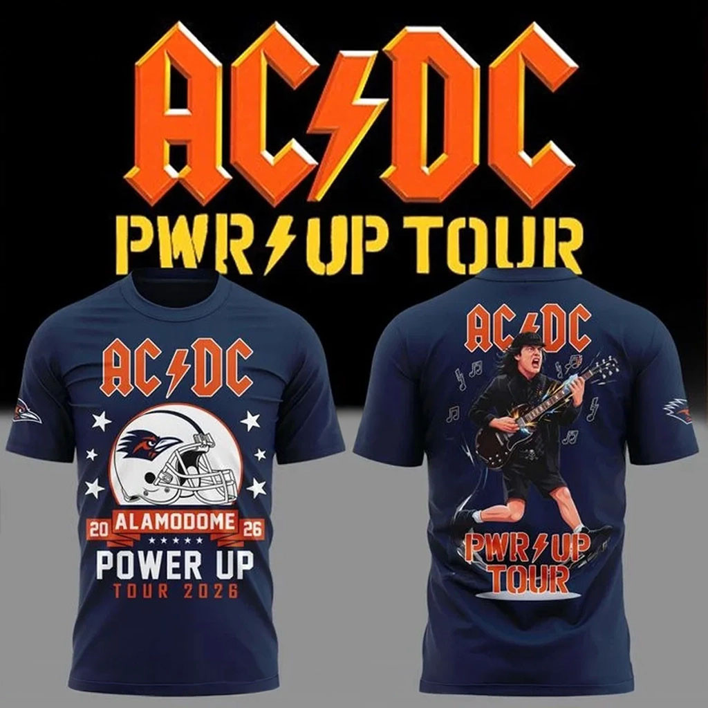 ACDC X Utsa Roadrunners Football Power Up Tour 2026 T-Shirt ACDC Merch Gift For Band Fans - Kdjoy