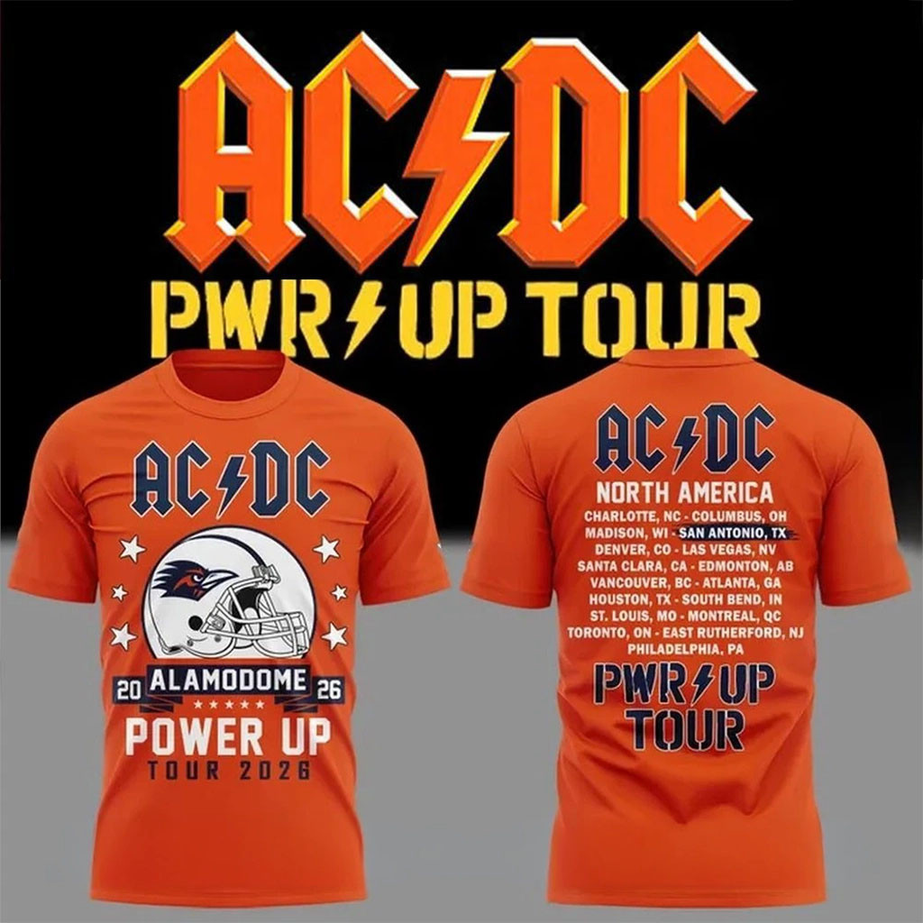 ACDC X UTSA Roadrunners Football Power Up Tour 2026 T-Shirt ACDC Merch Gift For Music Lovers - Kdjoy