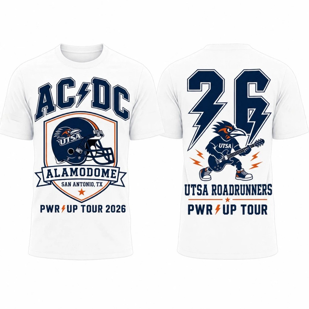 ACDC X UTSA Roadrunners Merch AC DC Live In San Antonio TX 2026 Shirt Power Up Tour Apparel - Kdjoy