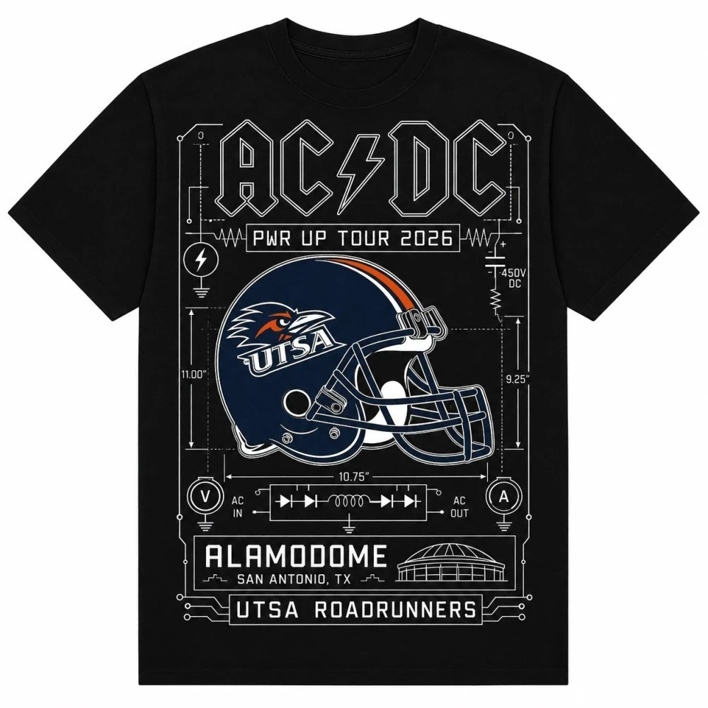 ACDC X UTSA Roadrunners Merch ACDC Power Up North American Tour 2026 T-Shirt Rock Fan Apparel - Kdjoy ACDC X UTSA Roadrunners Merch ACDC Power Up North American Tour 2026 T-Shirt Rock Fan Apparel - Kdjoy