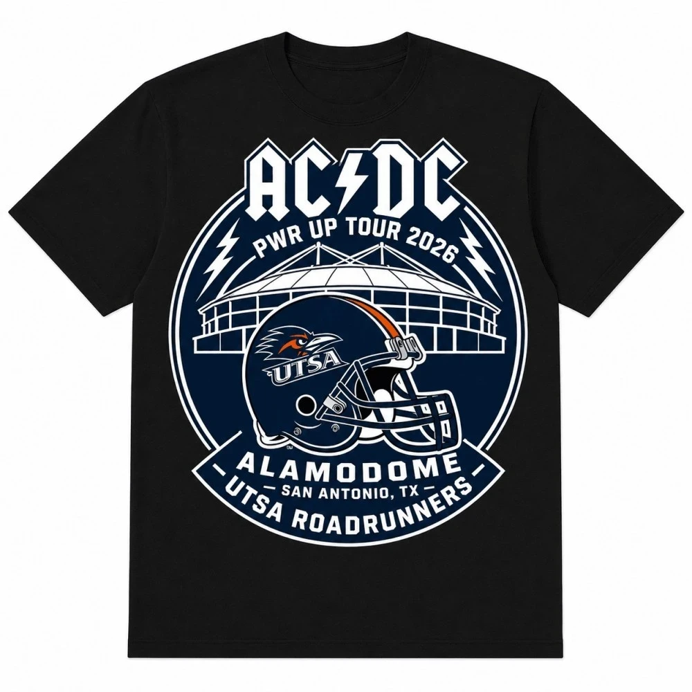 ACDC X UTSA Roadrunners Merch ACDC Power Up Tour 2026 T-Shirt Rock Band Concert Outfits Black - Kdjoy ACDC X UTSA Roadrunners Merch ACDC Power Up Tour 2026 T-Shirt Rock Band Concert Outfits Black - Kdjoy