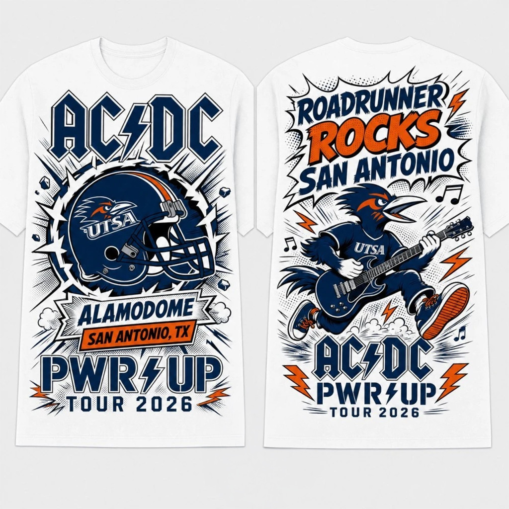 ACDC X UTSA Roadrunners Merch ACDC San Antonio Alamodome Tour Shirt 2026 Power Up Tour Merch - Kdjoy ACDC X UTSA Roadrunners Merch ACDC San Antonio Alamodome Tour Shirt 2026 Power Up Tour Merch - Kdjoy