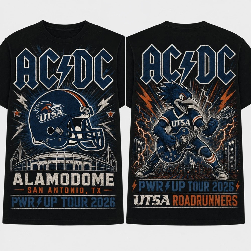 ACDC X UTSA Roadrunners Merch ACDC Tour Shirt San Antonio TX Alamodome Concert T-Shirt Fan Gear - Kdjoy ACDC X UTSA Roadrunners Merch ACDC Tour Shirt San Antonio TX Alamodome Concert T-Shirt Fan Gear - Kdjoy